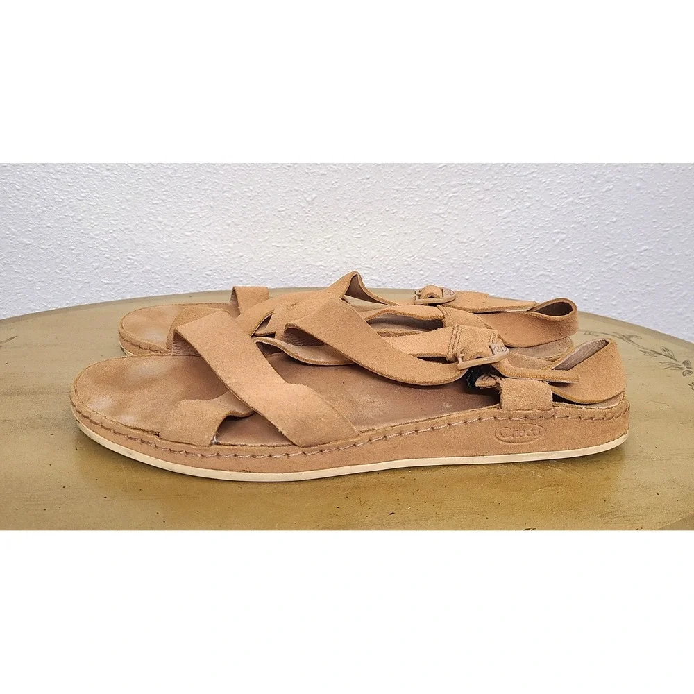 Chaco Wayfarer US 11 Tan Brown Soft Leather Strappy Sandals Boho Casual Beachy - Picture 4 of 10